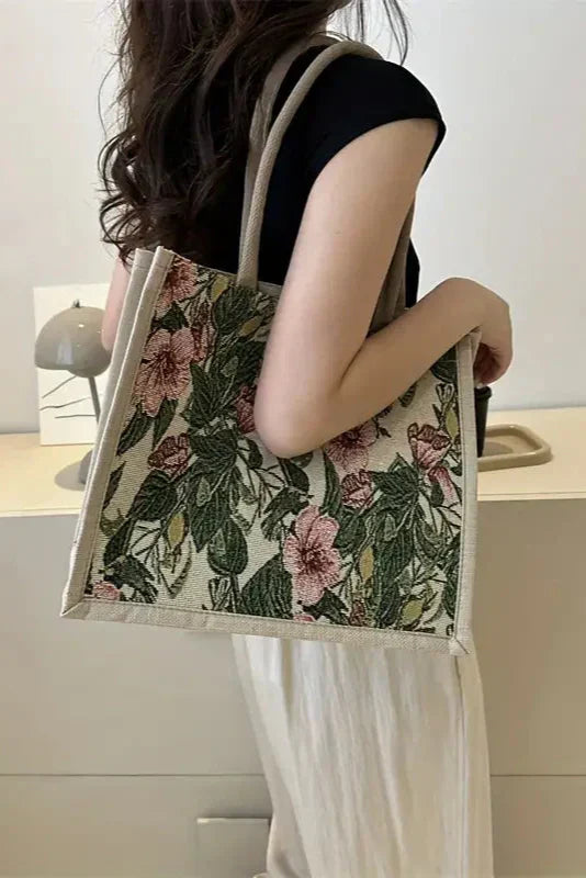 Bolsa de Yute Ecológica con Estampado Floral