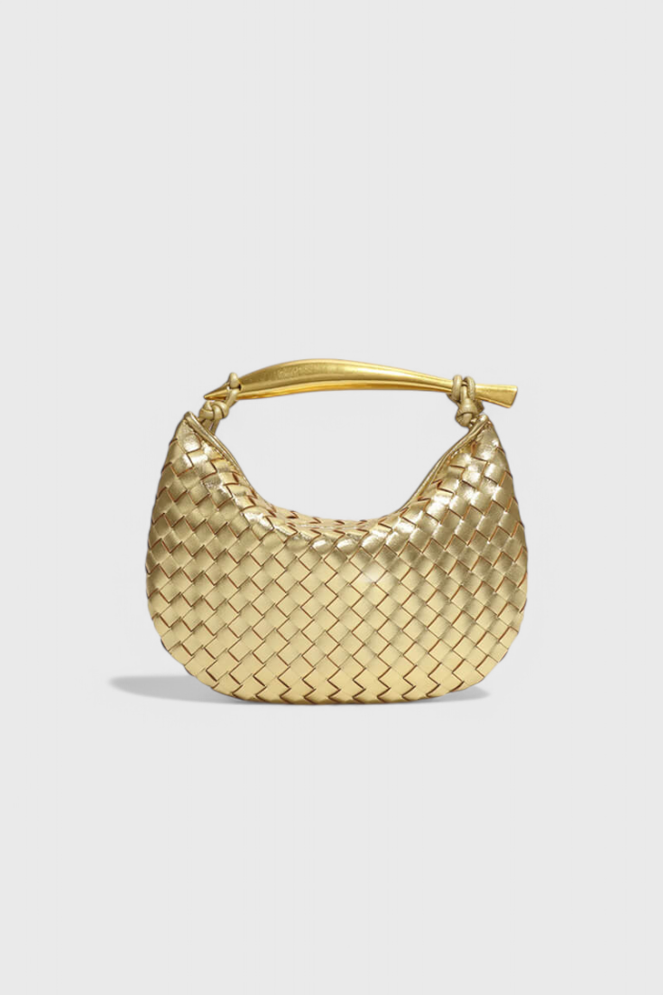 Bolso Woven Gerda con Asa Dorada