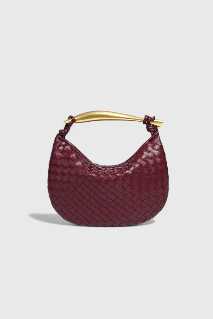 Bolso Woven Gerda con Asa Dorada