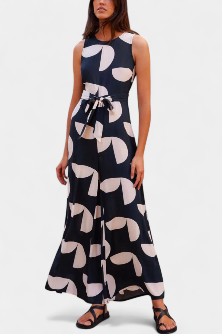 Brooke Mono Holgado Estampado con Cintura Ceñida y Pierna Ancha