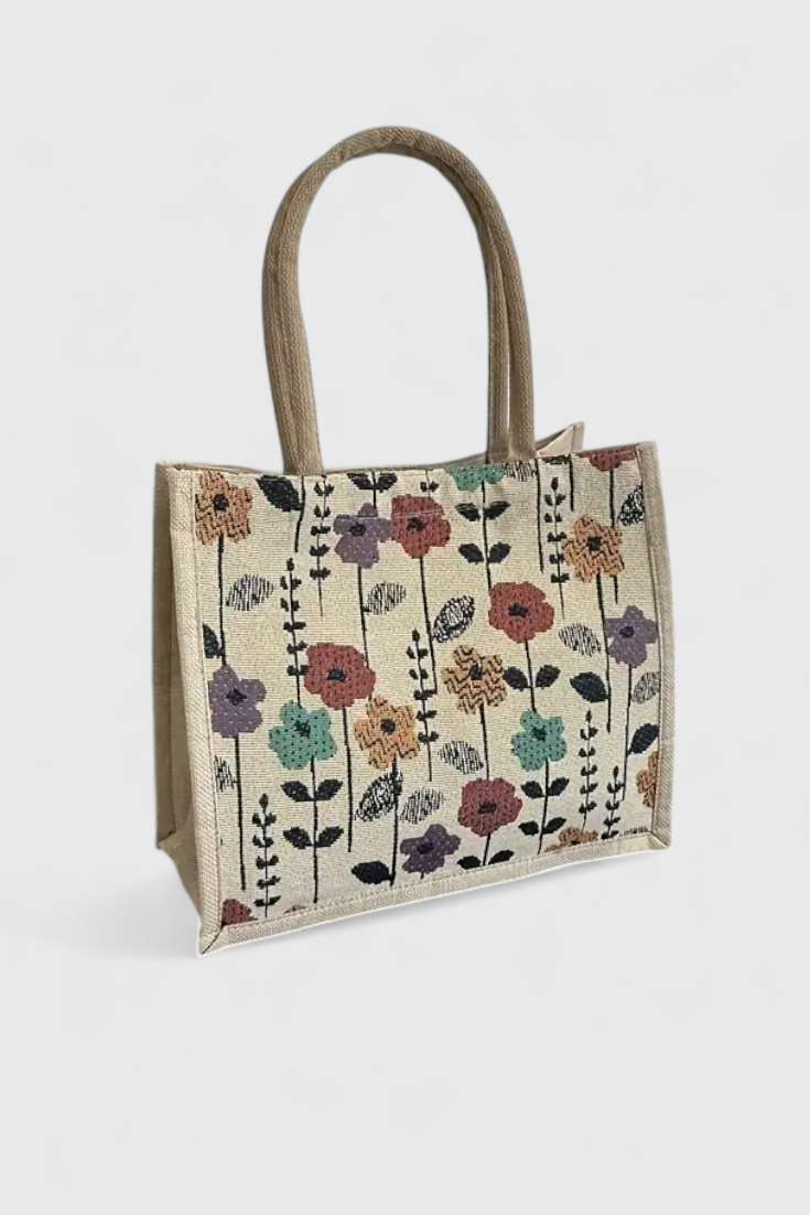 Bolsa de Yute Ecológica con Estampado Floral