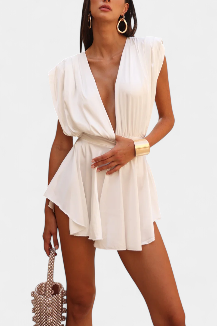 Rosalba Mono Corto con Escote Profundo y Cintura Definida