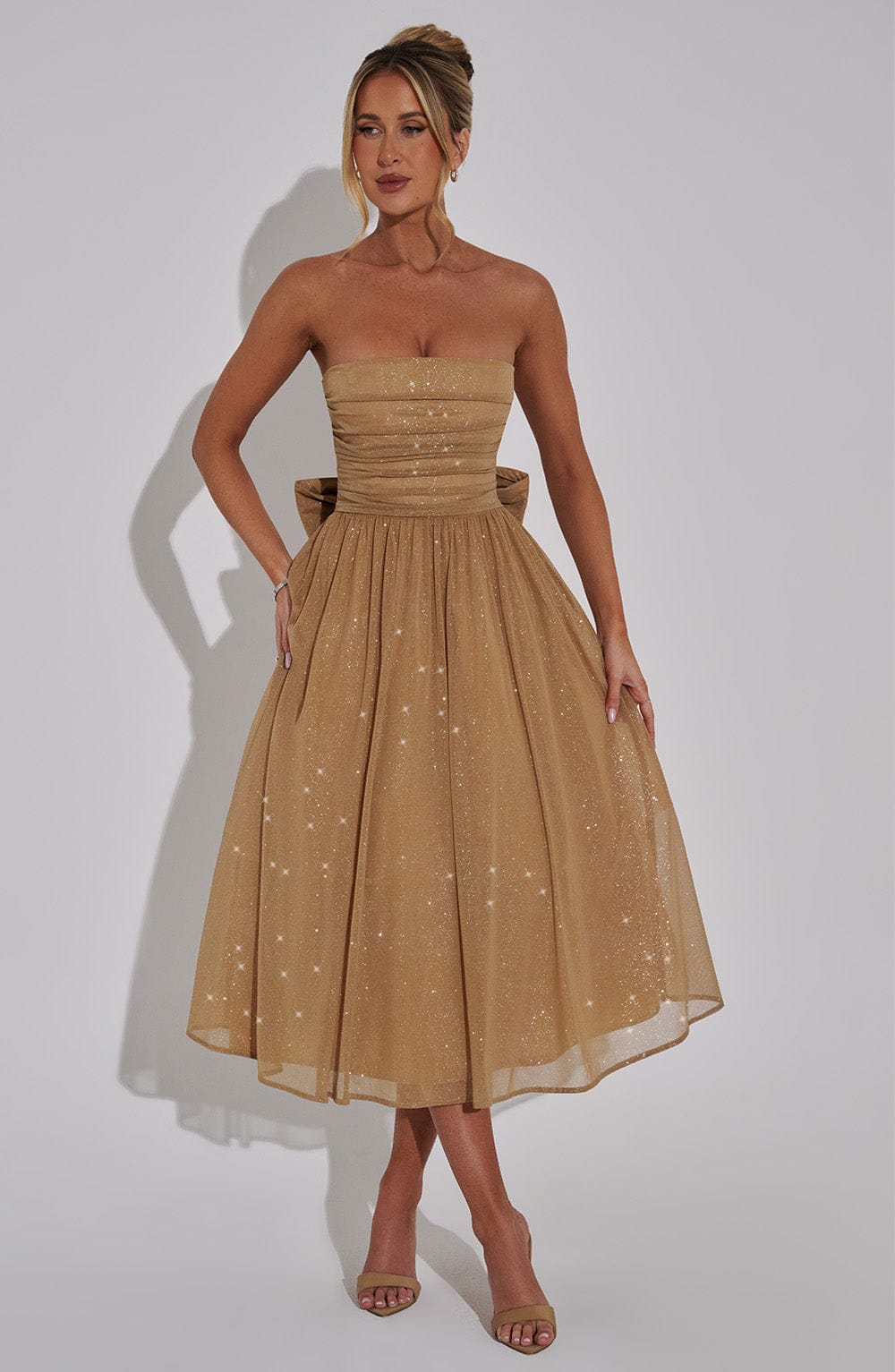 Melissa Vestido Midi - Brillo Dorado