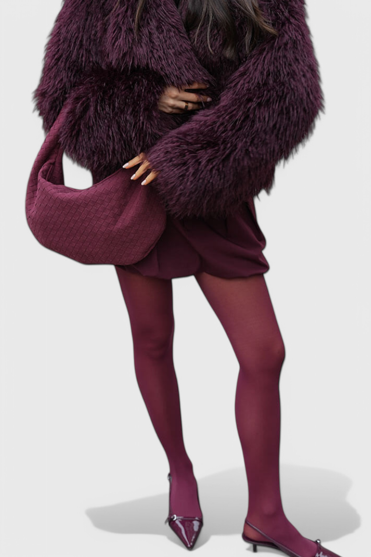 Lila Bolso Mediano Tejido con Detalle de Nudo